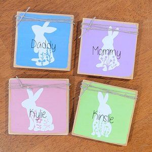 Wooden Easter Blocks (4-blocks), Holiday Decor, Farmhouse Easter Decor